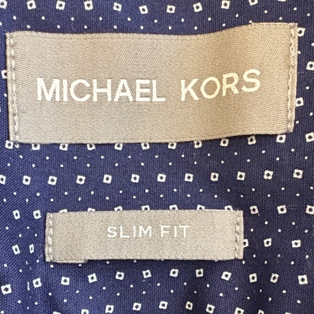 Michael Kors Navy Blue Polka Dot Button Down Shirt - Picture 3 of 6